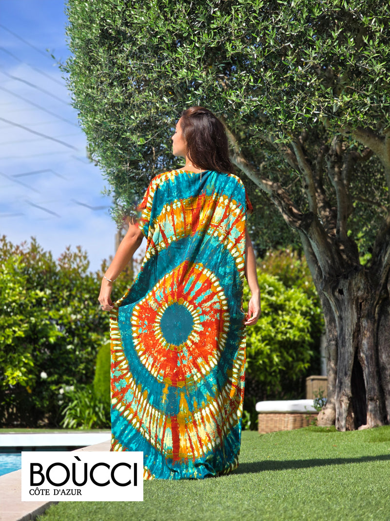 Esprit Soleil Sauvage – Robe Longue Tie & Dye Radiale