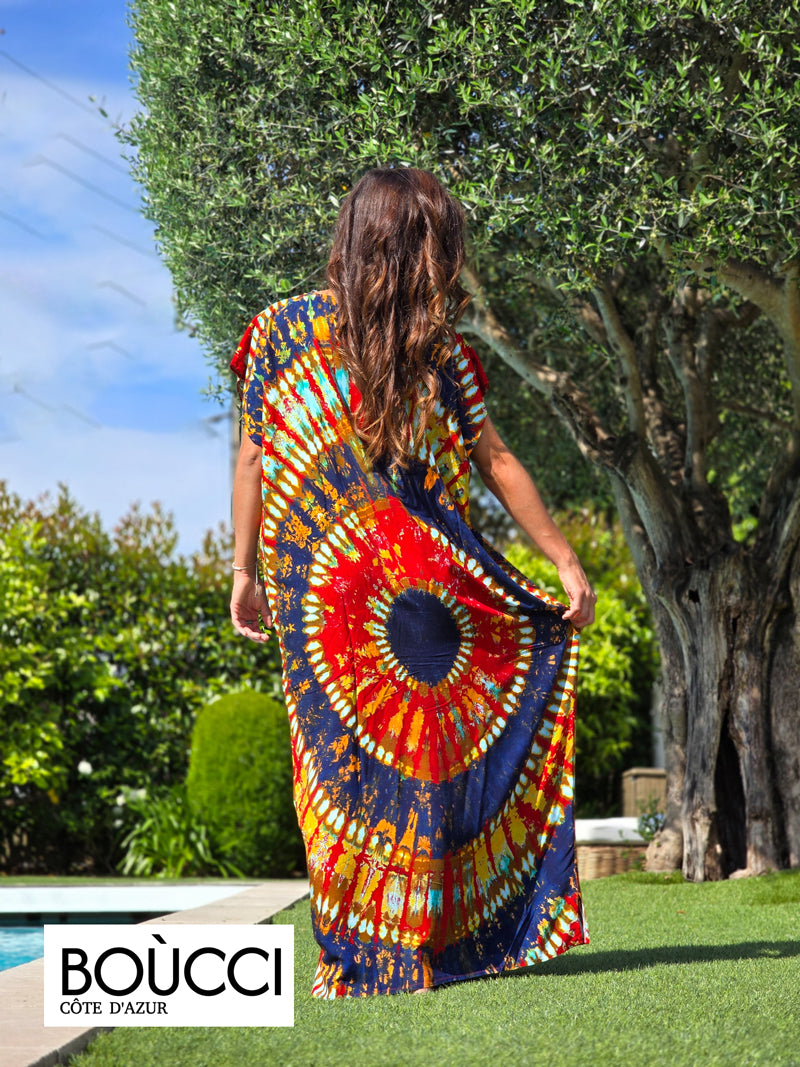 Esprit Soleil Sauvage – Robe Longue Tie & Dye Radiale